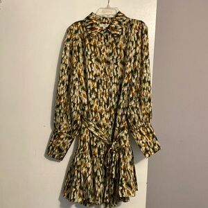 Entro Women’s Long Sleeve Button Down Collared Mini Dress